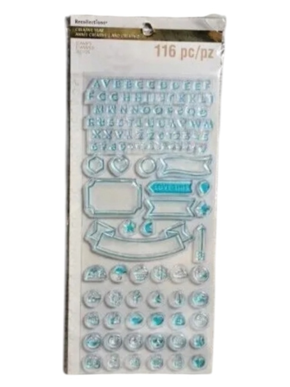 RECOLLECTIONS Stamps Letters Emojis Blue Clear Dimensional Creative Year 116 Pcs